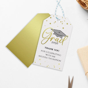 Étiquettes-cadeau Diplômé Or Grad Calligraphie Retour Merci