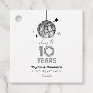 Étiquettes Cadeau Disco 10 ans de fête Mariage
