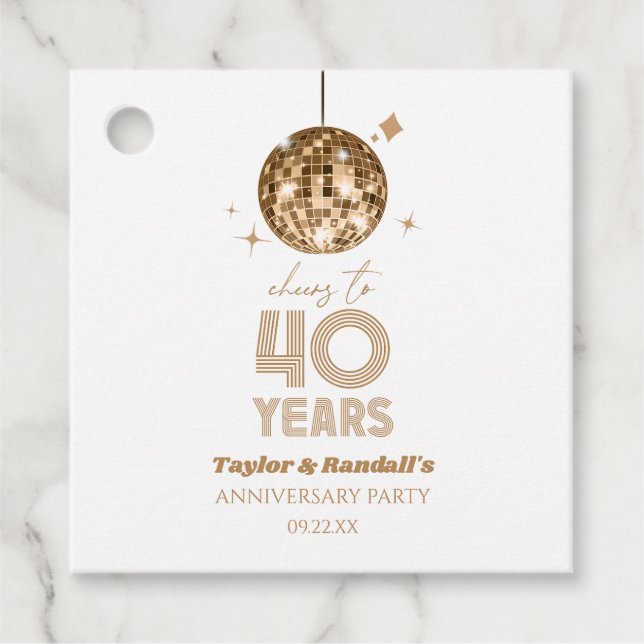 Étiquettes Cadeau Disco Soirée Mariage de 40 ans (Devant)