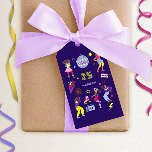 Étiquettes-cadeau Disco super Purple Party Millennial Retro