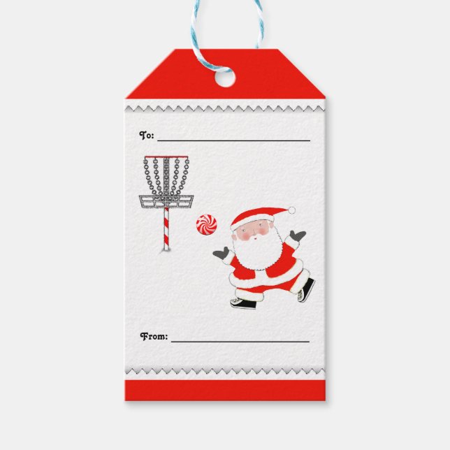 Étiquettes-cadeau Disque Golf Noël (Devant)