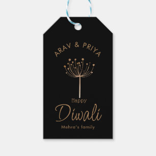Étiquettes-cadeau Diwali noir et or personnalisable