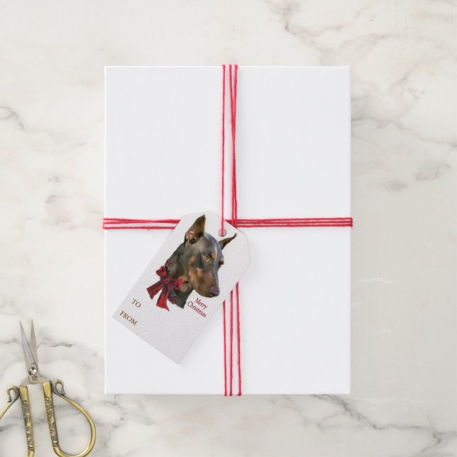 Étiquettes-cadeau Doberman Pinscher Cadeaux de Noël (Avec de la ficelle)
