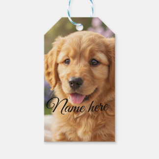 Étiquettes-cadeau Dog cat pet name photo template simple minimal