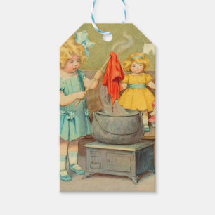 Étiquettes-cadeau Dolly Lave fille Vintage Jouer Poupées mignonne