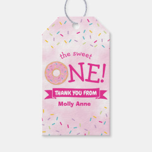 Étiquettes-cadeau Donut Party Rainbow Sprinkles Girl Premier anniver