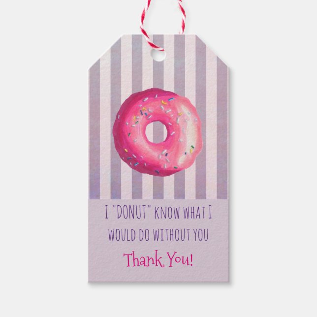Étiquettes-cadeau Donut Pun drôle de Merci mou (Devant)