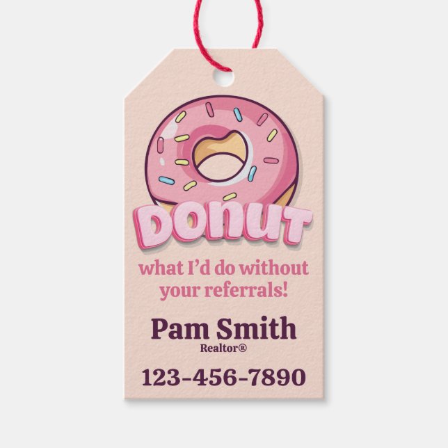 Étiquettes-cadeau Donuts, Donut, Café, Realtor Pop-by Référentiels (Devant)