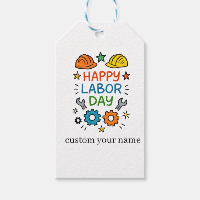 Étiquettes-cadeau Doodle Fun Labor Day (Devant)