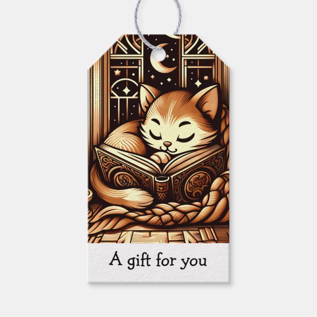 Étiquettes-cadeau Dormir Art Déco Style Chat Cadeau Pour Vous Person (Devant)