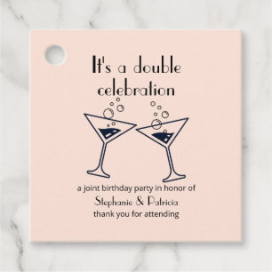 Étiquettes Cadeau Double rose moderne fête l'anniversaire conjoint
