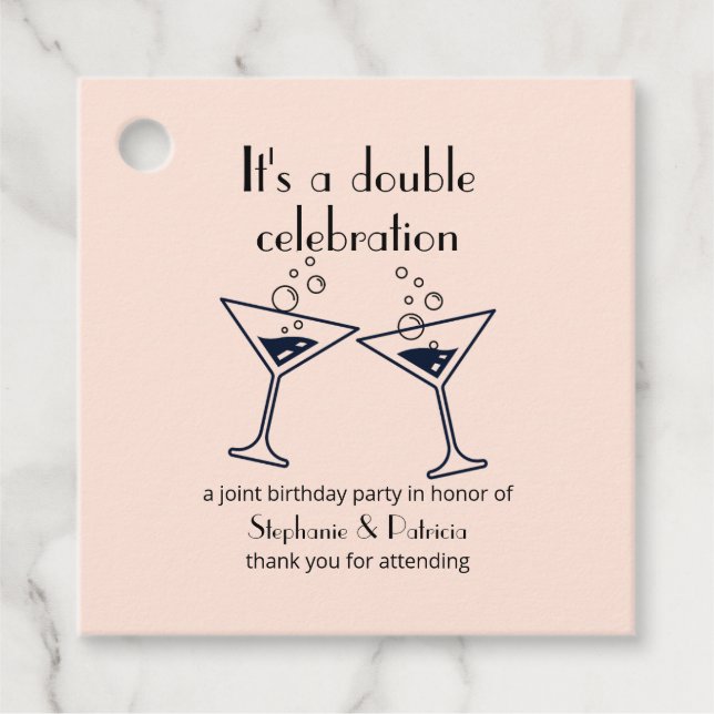 Étiquettes Cadeau Double rose moderne fête l'anniversaire conjoint (Devant)