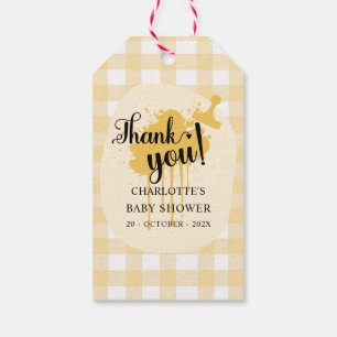 Étiquettes-cadeau Douce Baby Shower Orange Gingham Pastel