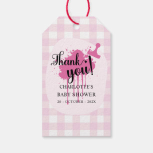Étiquettes-cadeau Douce Baby Shower Rose Pâle à Carreaux