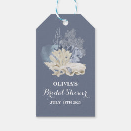 Étiquettes-cadeau Douce douche de mariage plage côtière coquillage b