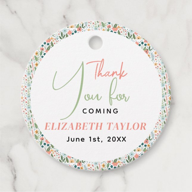 Étiquettes Cadeau Douce Fête de Mariage Fleur Rétro  (Devant)
