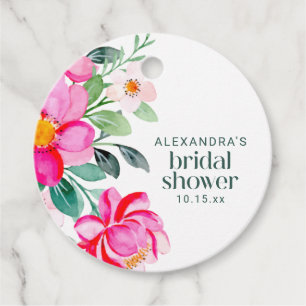 Étiquettes Cadeau Douce Fête de Mariage Personnalisée Florale Aquare