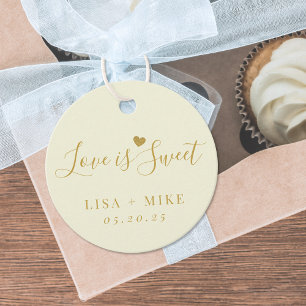 Étiquettes Cadeau Douce Jaune Love is Sweet Cadeau de Mariage