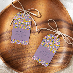 Étiquettes-cadeau Douce Mariage Floral Violet Jaune Personnalisé