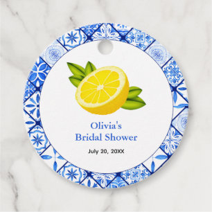 Étiquettes Cadeau Douce Mariée Méditerranéenne Carrelage Bleu Italie