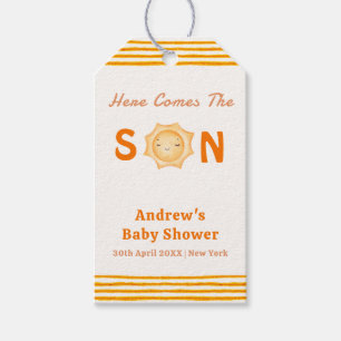 Étiquettes-cadeau Douce Orange Voici venir le Fils Baby Shower