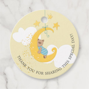 Étiquettes Cadeau Douce Ourson Lune Baby Shower Merci