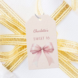 Étiquettes-cadeau Douce rose pâle ruban ivoire DIY 16 ans