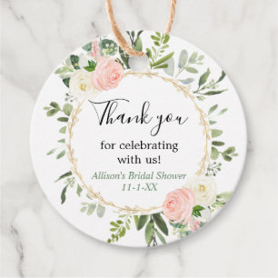 Étiquettes Cadeau Douceur or rose eucalyptus baby shower
