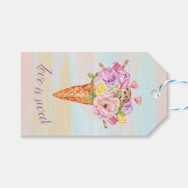 Étiquettes-cadeau Douche crème glacée, douche nuptiale BALISE (Devant (Horizontal))