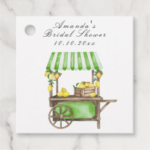 Étiquettes Cadeau Douche de mariage Citron Citrus Aquarelle Panier