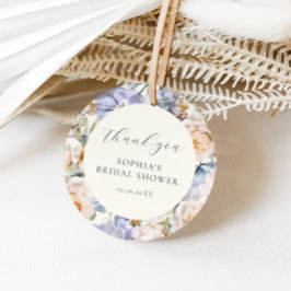 Étiquettes Cadeau Douche de mariage florale crème bleu poussiéreux