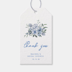 Étiquettes-cadeau Douche de Mariée Fleurie Bleu Poussiéreux à l'Aqua