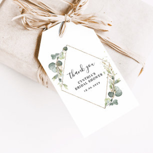 Étiquettes-cadeau douche nuptiale d'eucalyptus aquarelle