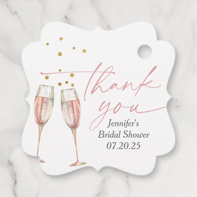 Étiquettes Cadeau douche nuptiale en verre de champagne moderne (Dos)