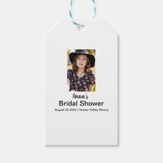 Étiquettes-cadeau Douche nuptiale Nom personnalisé Photo (Devant)