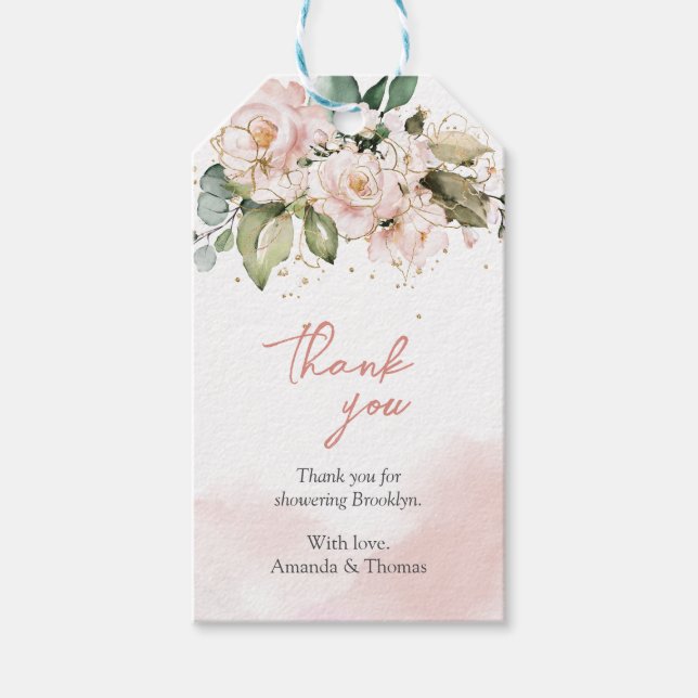 Étiquettes-cadeau Douche nuptiale rose pastel rose pastel (Devant)