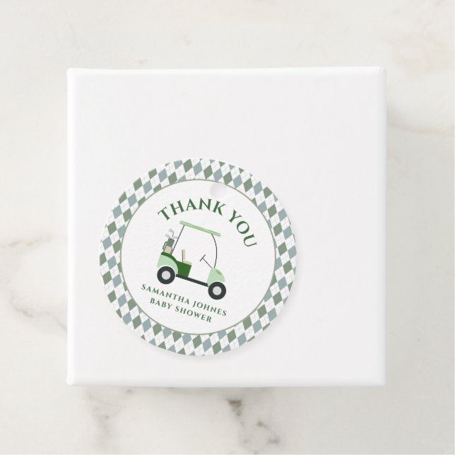 Étiquettes Cadeau Douche pour bébé de golf moderne (En situation)