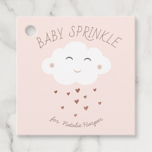 Étiquettes Cadeau Doux nuage bébé saupoudrer (Devant)