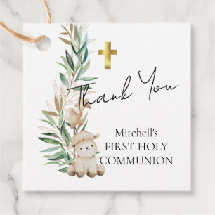 Étiquettes Cadeau Doux Petite Agneau Verdure Première Communion sain