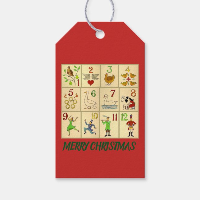 Étiquettes-cadeau DOUZE JOURS DE NOËL Balise Cadeau (Devant)
