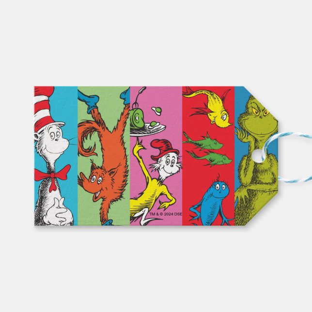 Étiquettes-cadeau Dr Seuss | Tranche de caractères (Devant (Horizontal))