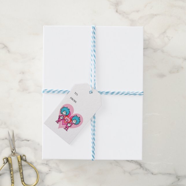 Étiquettes-cadeau Dr. Seuss Valentine | Chose une chose deux (Avec de laficelle)