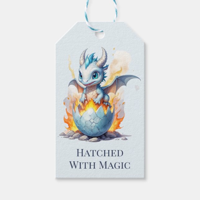 Étiquettes-cadeau Dragon Bleu Hatchané (Devant)