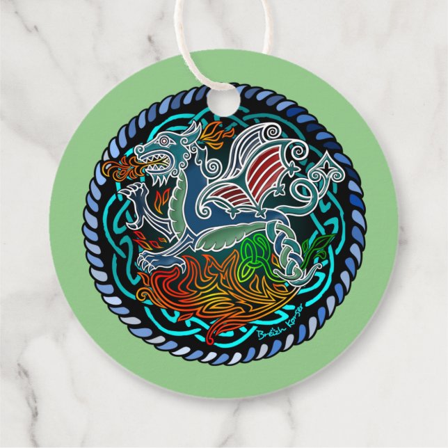 Étiquettes Cadeau Dragon celtique (Dos)