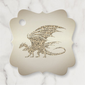 Étiquettes Cadeau Dragon de mosaïque Extraordinaire Golden