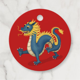 Étiquettes Cadeau Dragon du zodiaque chinois Mignon Signe d'astrolog