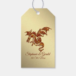Étiquettes-cadeau Dragon flamboyant sur Gold Personal