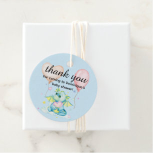 Étiquettes Cadeau Dragon Holding A Heart - Baby shower Favour Tags