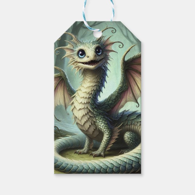 Étiquettes-cadeau Dragon Jabberwocky Cute Imaginaire Créature Art (Devant)