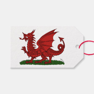 Étiquettes-cadeau Dragon rouge du Pays de Galles